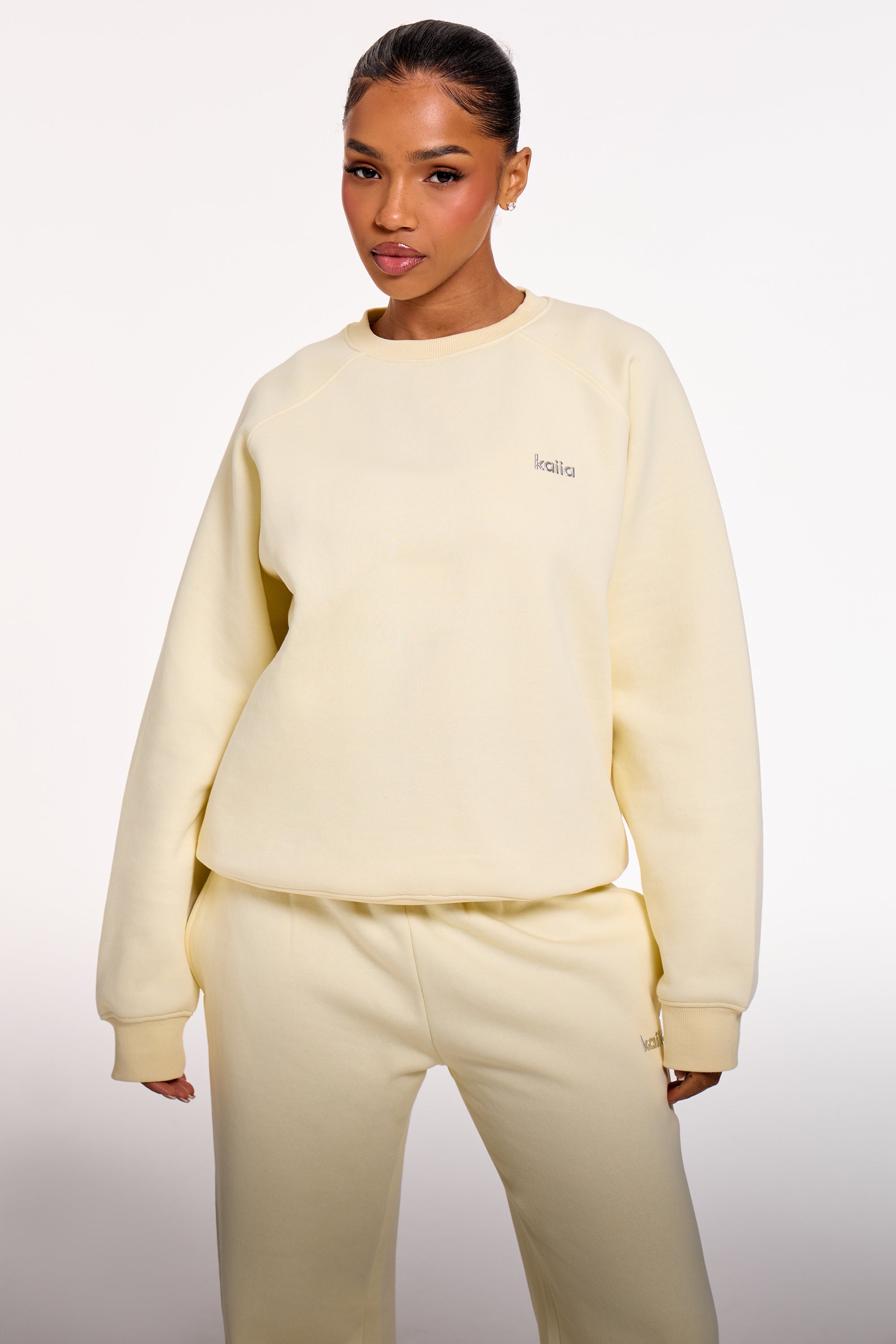 Kaiia Chrome Logo Oversized Sweatshirt Lemon | Kaiia