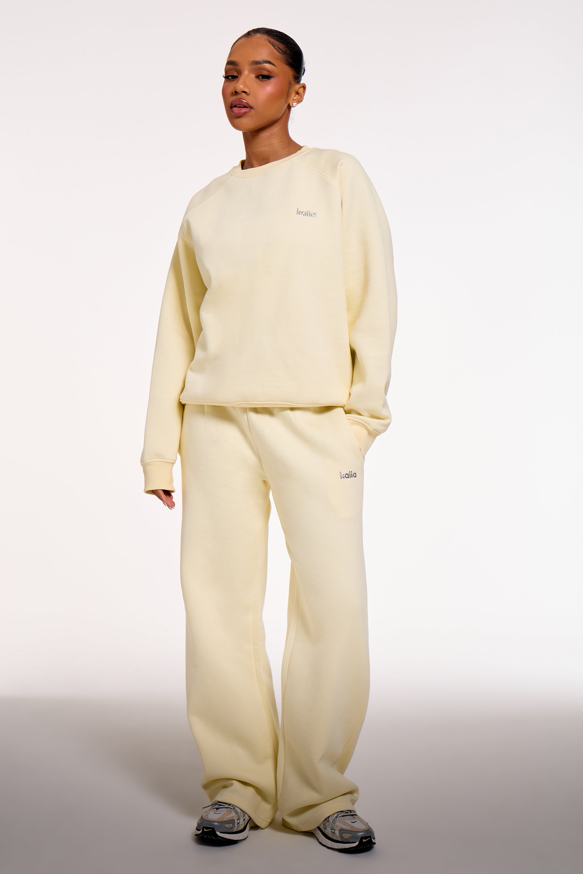 Kaiia Chrome Logo Oversized Sweatshirt Lemon | Kaiia