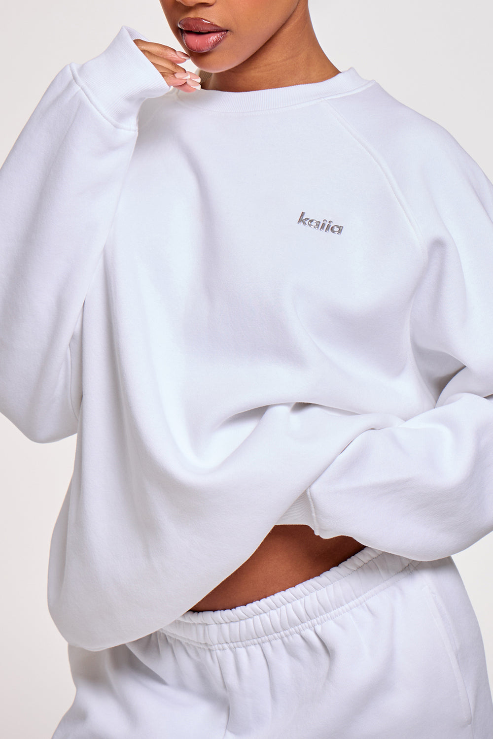 Kaiia Chrome Logo Oversized Sweatshirt White