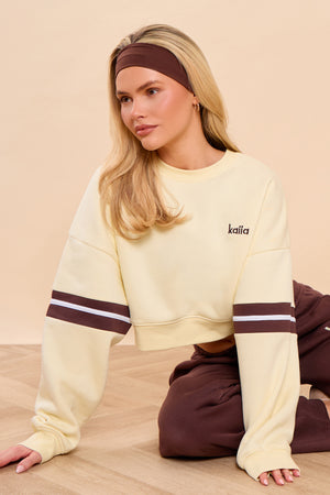 Kaiia Cropped Sweatshirt Vanilla Lemon