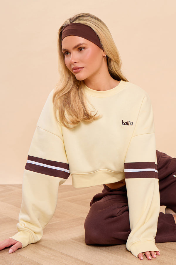 Kaiia Cropped Sweatshirt Vanilla Lemon