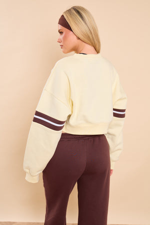 Kaiia Cropped Sweatshirt Vanilla Lemon