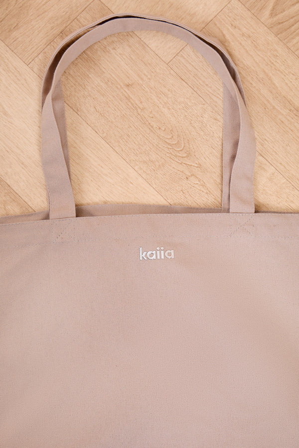Kaiia Chrome Logo Tote Bag Grey Taupe
