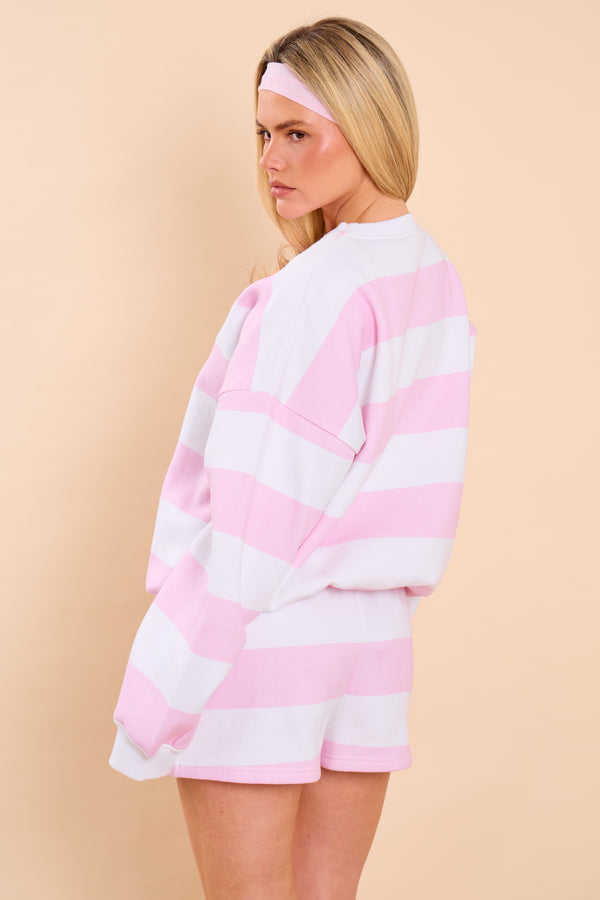 Kaiia Striped Oversized Sweatshirt Pink Sugar & Cream