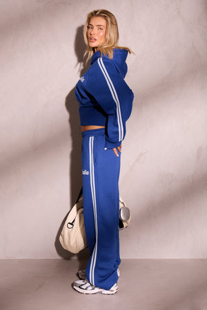 Kaiia Oval Logo Corset Zip Through Hoodie Victory Blue & Dusty Blue