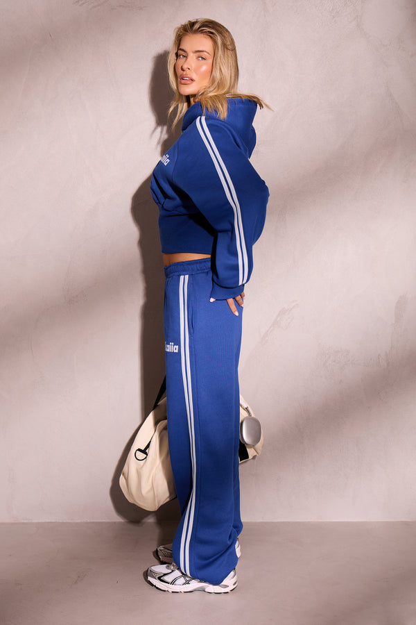Kaiia Oval Logo Corset Zip Through Hoodie Victory Blue & Dusty Blue
