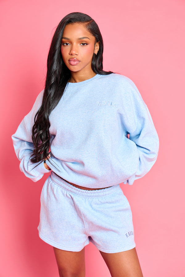 Kaiia Logo Oversized Sweatshirt Baby Blue Marl