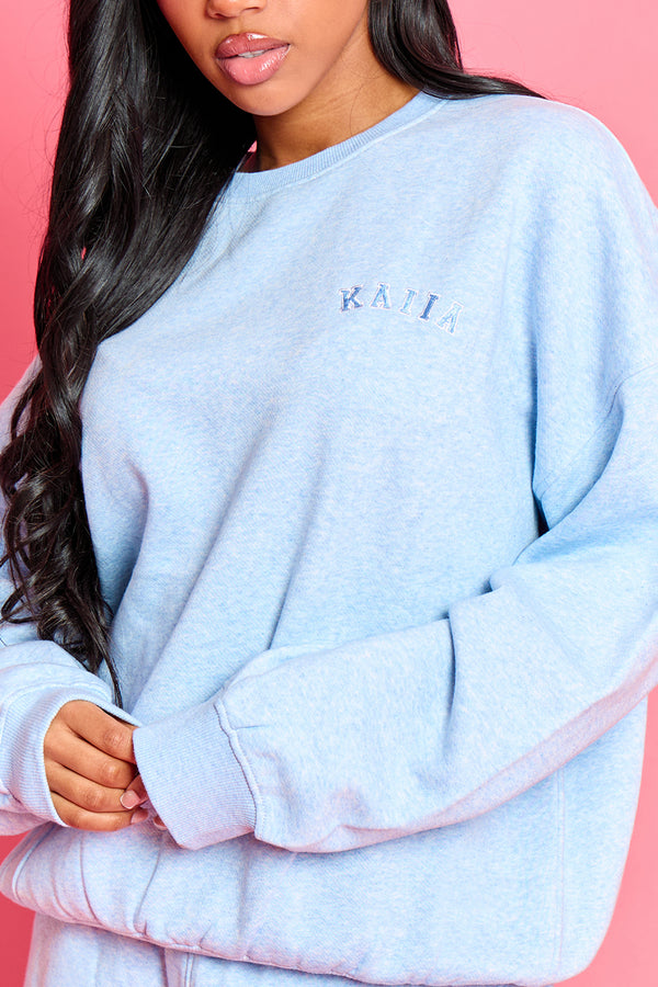 Kaiia Logo Oversized Sweatshirt Baby Blue Marl