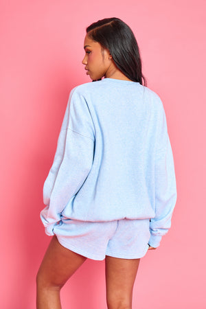 Kaiia Logo Oversized Sweatshirt Baby Blue Marl
