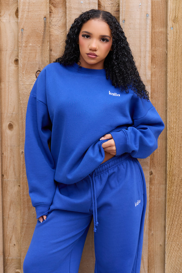 Kaiia Logo Oversized Sweatshirt Deep Cobalt