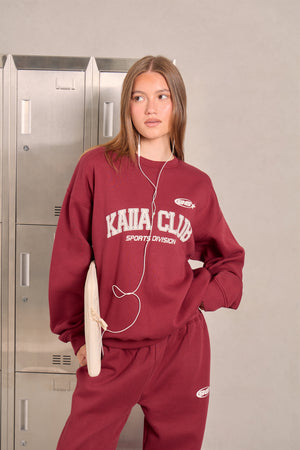Kaiia Club Oversized Sweatshirt Red Berry & Off White