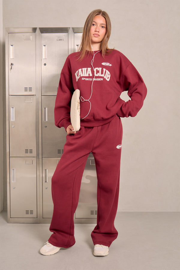 Kaiia Club Oversized Sweatshirt Red Berry & Off White