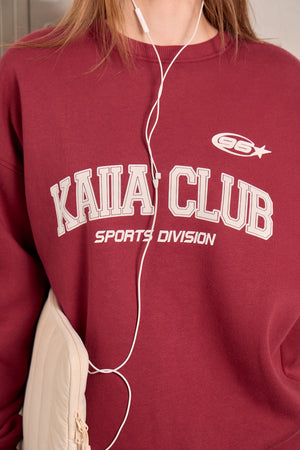Kaiia Club Oversized Sweatshirt Red Berry & Off White