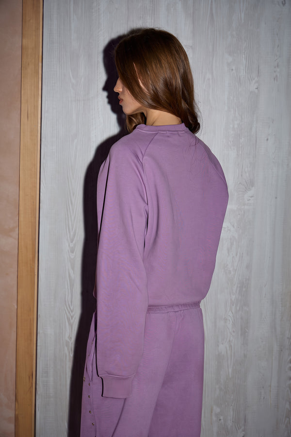 Kaiia Stud Detail Raglan Sweatshirt Mid Plum