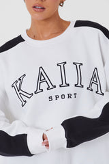 Kaiia Sport Oversized Sweatshirt in White and Black