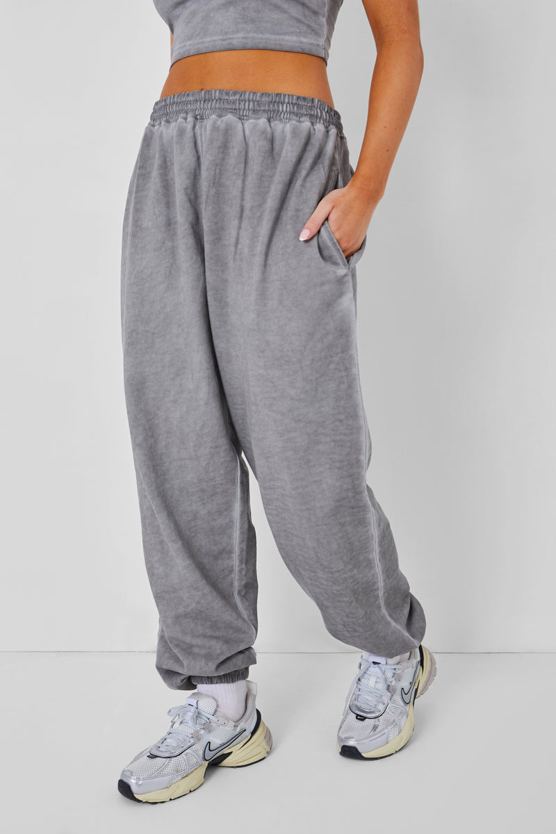 Relaxed Fit Cuffed Joggers Co-ord Washed Grey