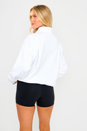 Kaiia Rugby style Button Up Sweatshirt White