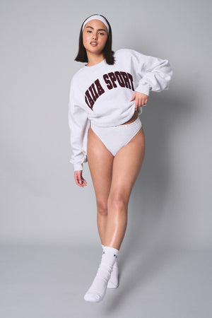 Kaiia Sport Slogan Oversized Sweatshirt Light Grey Marl