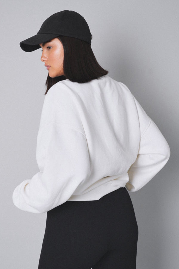 Kaiia Sport Slogan Oversized Sweatshirt Cream and Black