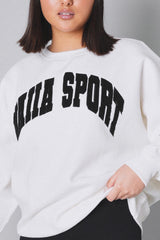 Kaiia Sport Slogan Oversized Sweatshirt Cream and Black