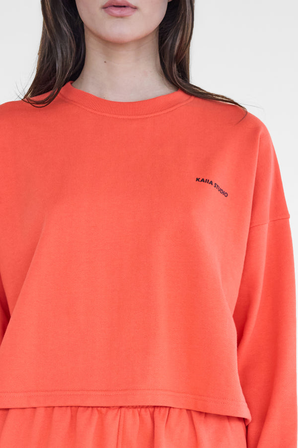 Kaiia Studio Cropped Oversized Sweatshirt Orange