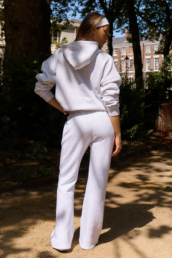 Kaiia Slogan Oversized Hoodie Light Grey Marl & Navy