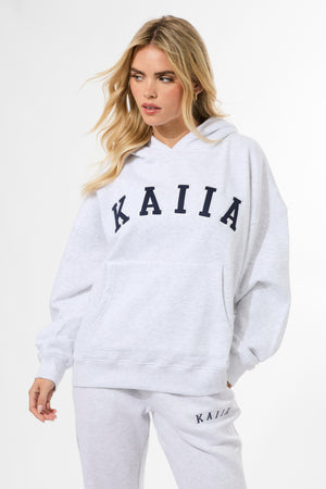 Kaiia Slogan Oversized Hoodie In Grey Marl Kaiia