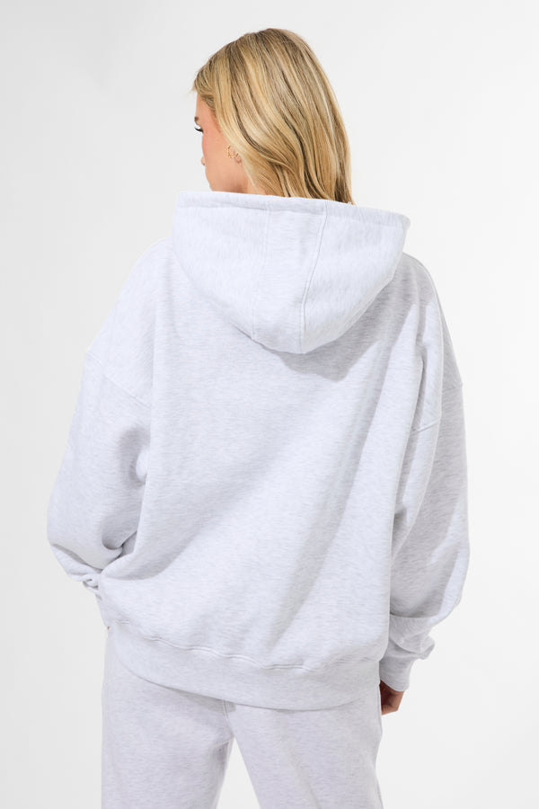 Kaiia Slogan Oversized Hoodie In Grey Marl