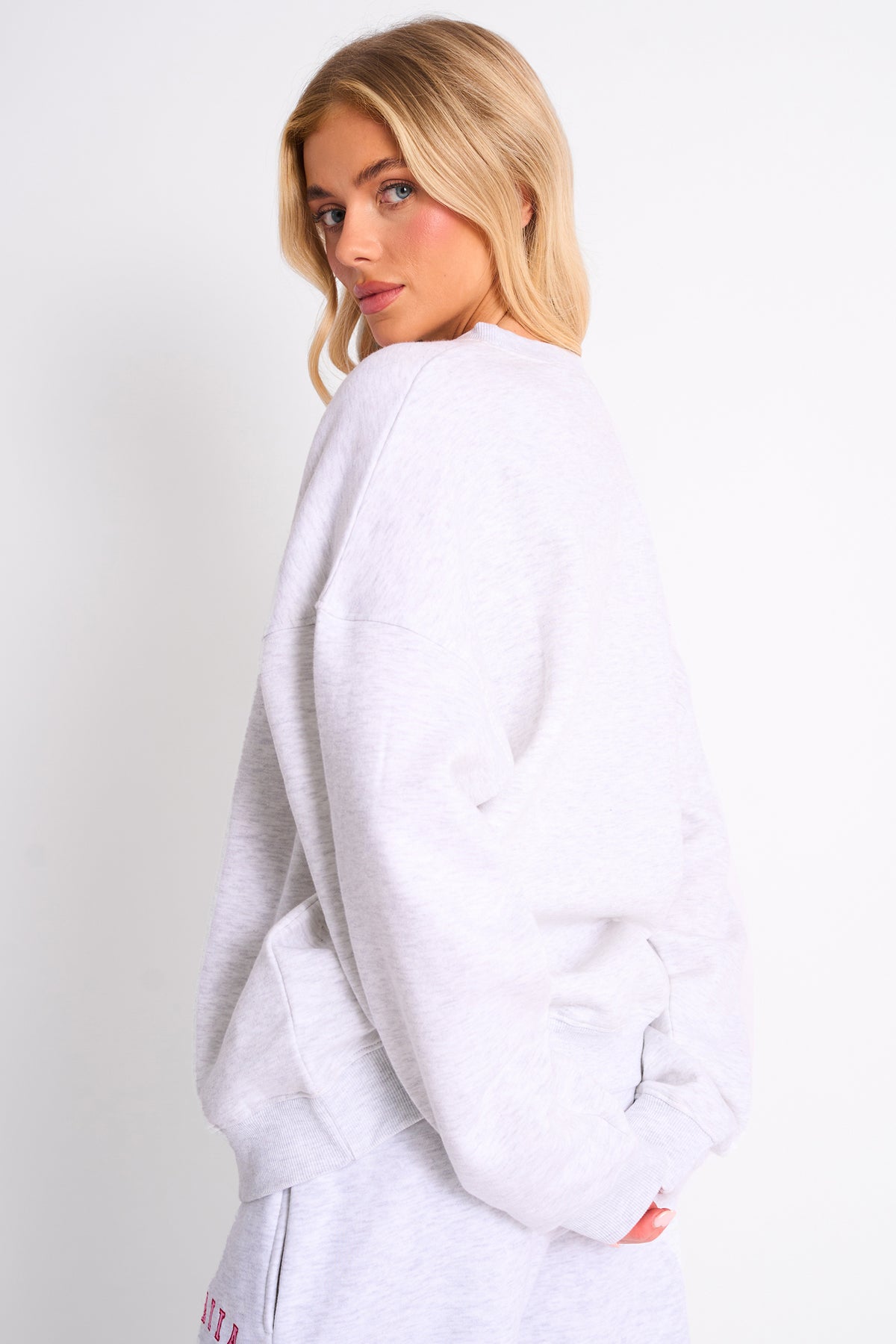 Kaiia Sport Oversized Sweatshirt Grey Marl & Red | Kaiia