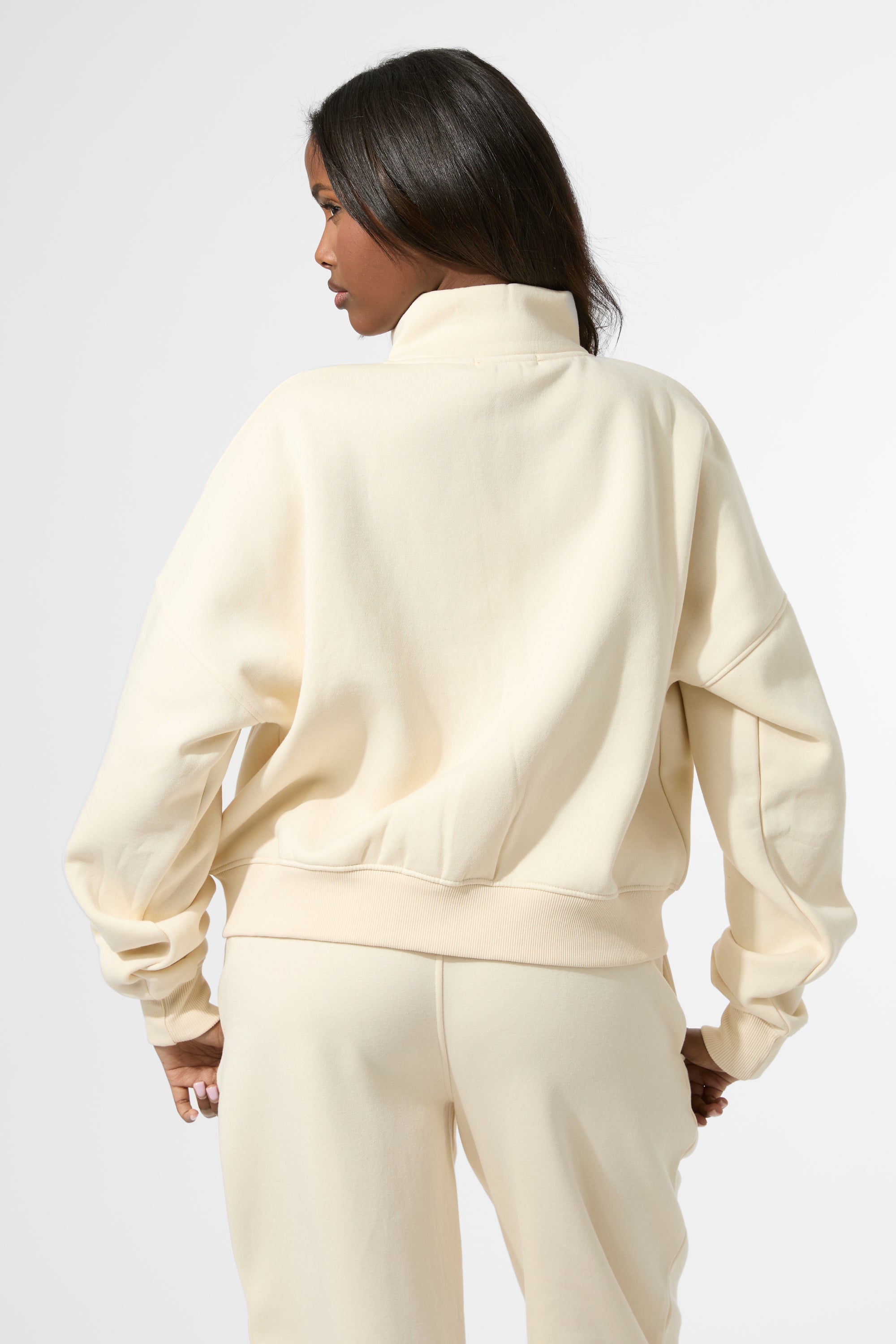 Kaiia KTL Logo Oversized Zip Up Sweatshirt Buttercream