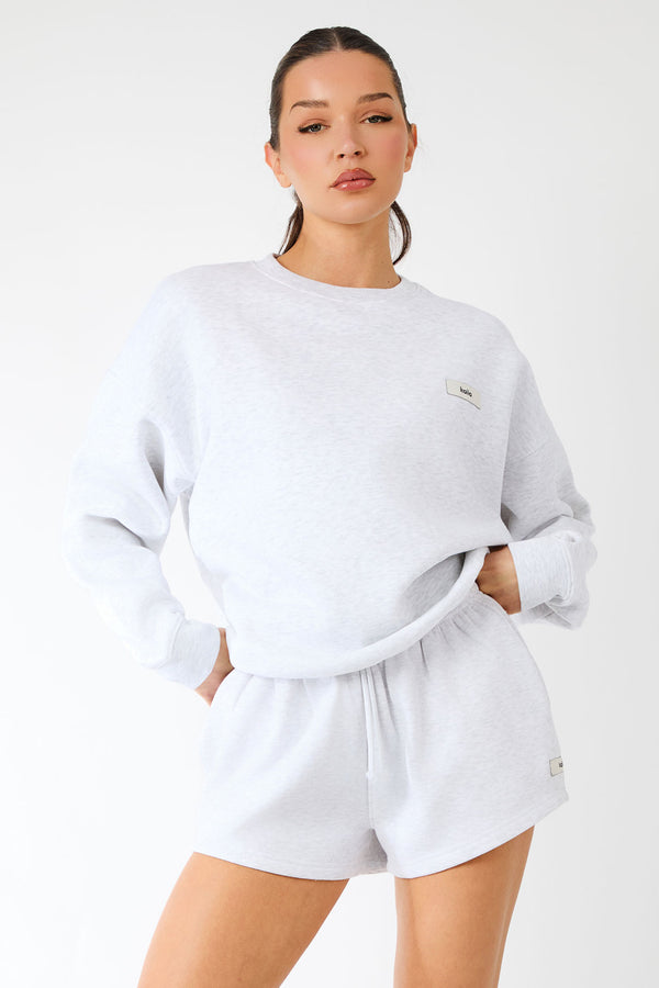Kaiia Label Logo Oversized Sweatshirt Light Grey Marl