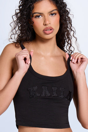 Kaiia Logo Cami Vest Top Black