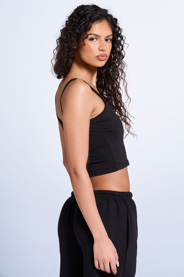 Kaiia Logo Cami Vest Top Black