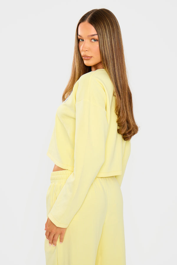 Kaiia Label Logo Premium Interlock Button Up Boxy T-Shirt Yellow