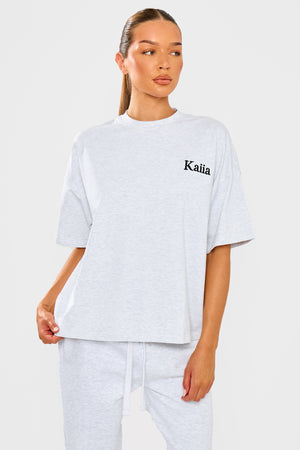 Kaiia Sport Athletic Club Oversized T-shirt Grey Marl & Black