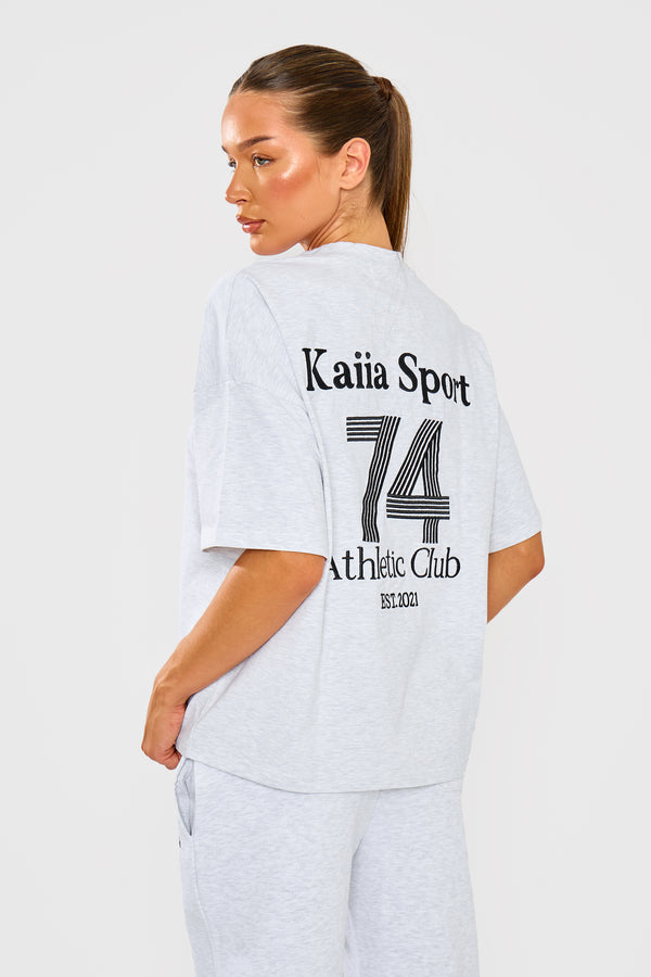 Kaiia Sport Athletic Club Oversized T-shirt Grey Marl & Black
