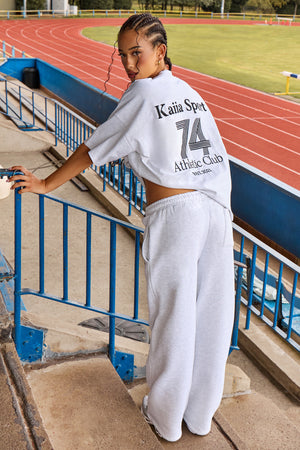 Kaiia Sport Athletic Club Oversized T-shirt Grey Marl & Black