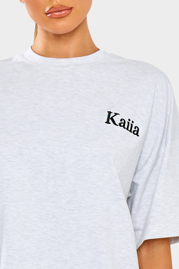 Kaiia Sport Athletic Club Oversized T-shirt Grey Marl & Black