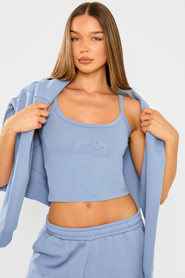 Kaiia Embossed Logo Cami Top Vintage Blue