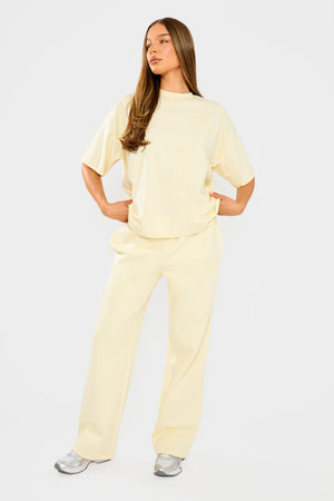 Kaiia Embossed Logo Oversized T-shirt Lemon