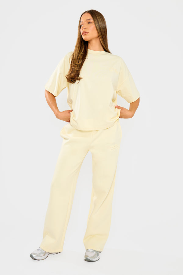 Kaiia Embossed Logo Oversized T-shirt Lemon