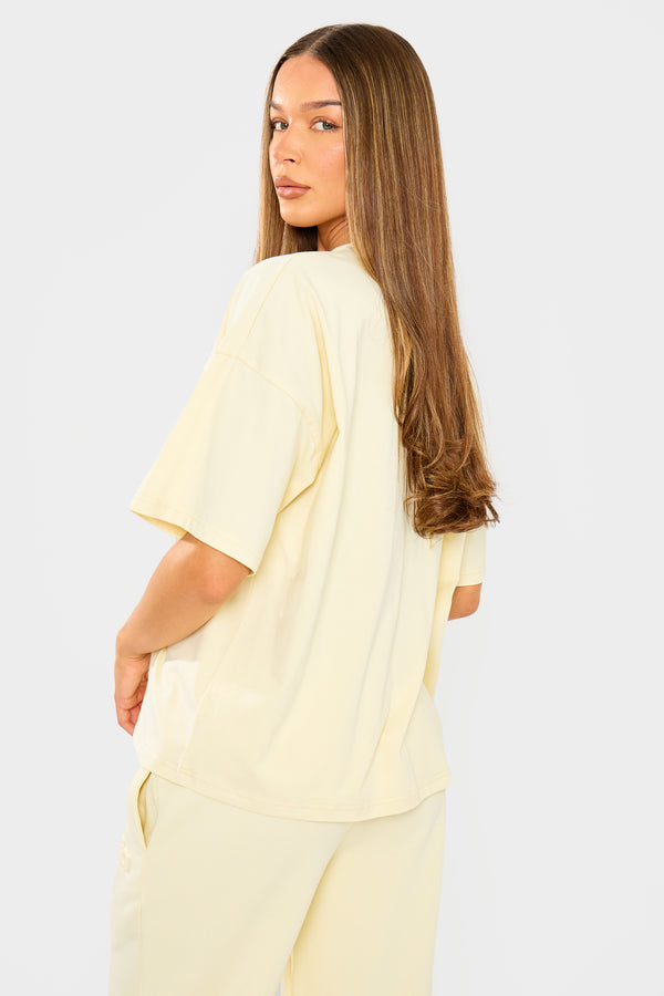 Kaiia Embossed Logo Oversized T-shirt Lemon