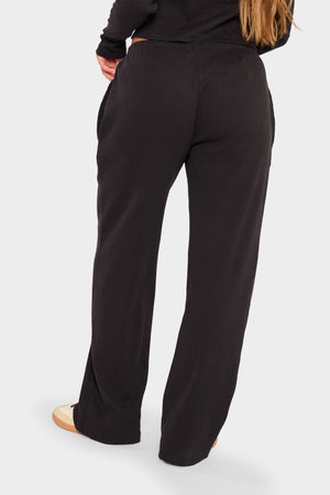 Kaiia Label Logo Rib Wide Leg Trousers Black