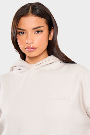 Kaiia Embossed Bubble Logo Oversized Hoodie Oyster