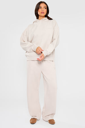 Kaiia Embossed Bubble Logo Oversized Hoodie Oyster