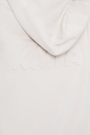 Kaiia Embossed Bubble Logo Oversized Hoodie Oyster