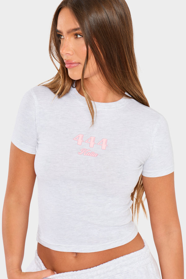 Kaiia 444 Baby Tee Light Grey Marl & Pink