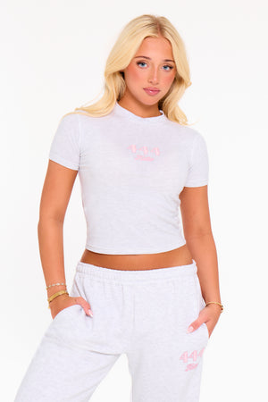 Kaiia 444 Baby Tee Light Grey Marl & Pink