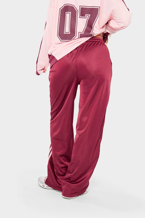 Kaiia Embroidered Tricot Joggers Burgundy & Pink