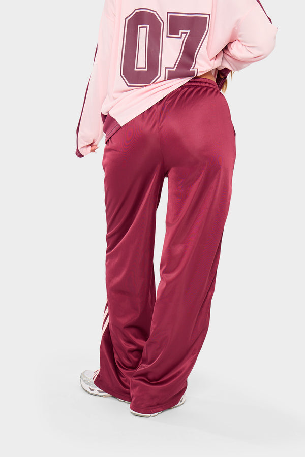 Kaiia Embroidered Tricot Joggers Burgundy & Pink